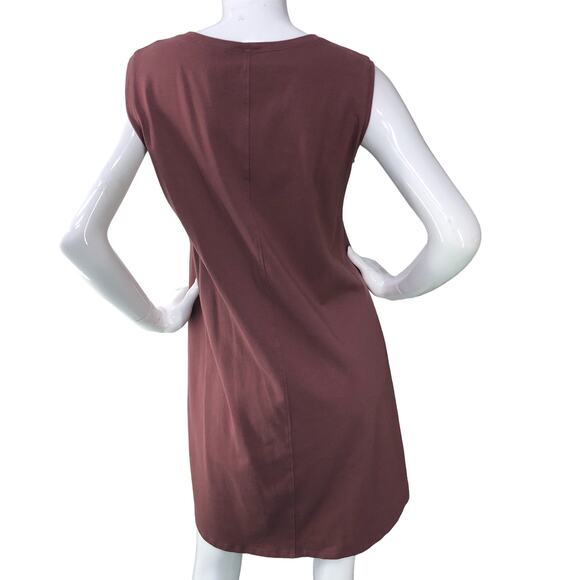 Eileen Fisher Womens Size S Stretch Jersey Knit Dress Round Neck Rust USA Made - Picture 7 of 15